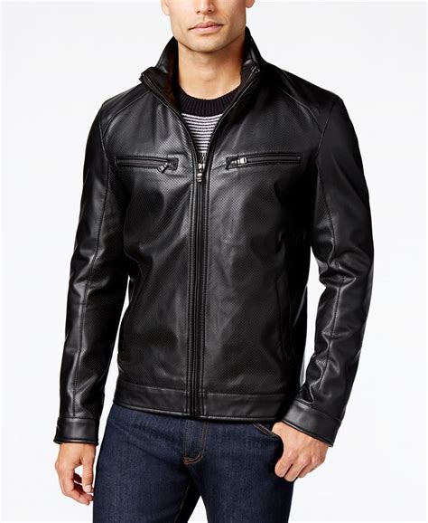 michael kors perforated faux leather jacket|Michael Kors leather jacket sale.